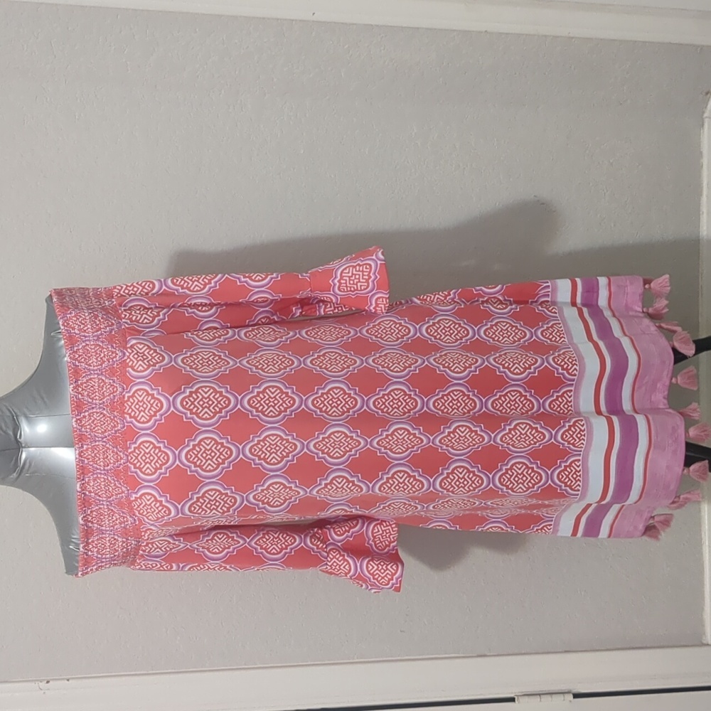 CABANA LIFE Pink-Coral Off the Shoulder Smocked Mini Dress SPF 50+ PROTECTION